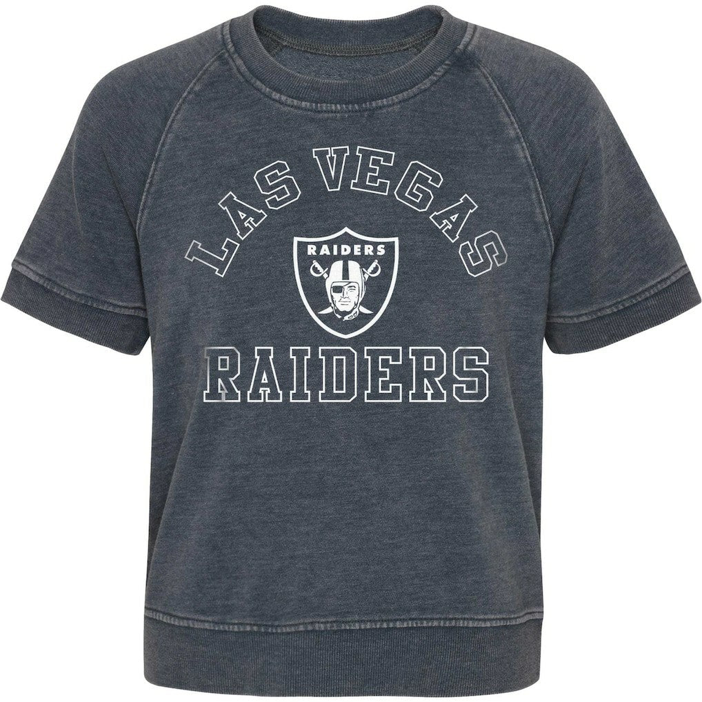 Las Vegas Raiders Girls Juniors Cheer Squad Raglan T-Shirt - Heather Charcoal discount