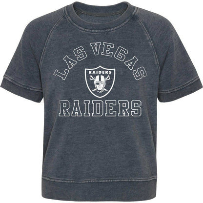 Las Vegas Raiders Girls Juniors Cheer Squad Raglan T-Shirt - Heather Charcoal discount