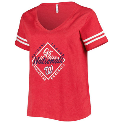 Washington Nationals Soft as a Grape Women's Plus Size V-Neck Jersey T-Shirt - Red