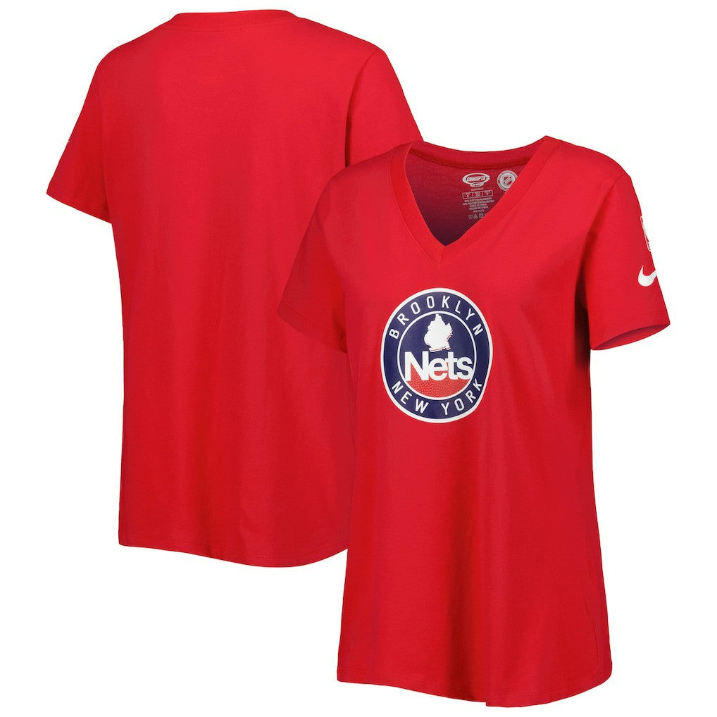 Brooklyn Nets Women's Local Performance V-Neck T-Shirt - Red | Nike shop