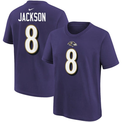 Lamar Jackson Baltimore Ravens Youth Player Name & Number T-Shirt - Purple | Nike sale