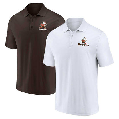Cleveland Browns Throwback Two-Pack Polo Set - White/Brown on sale