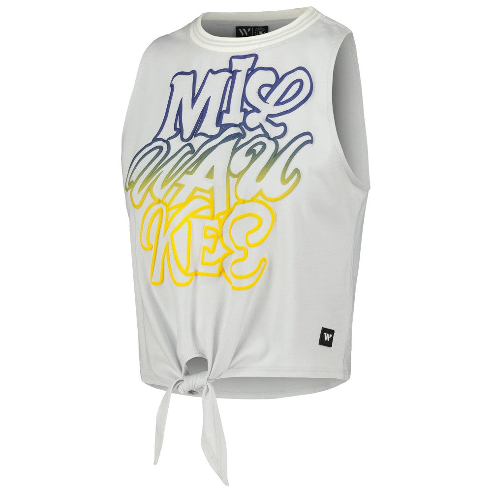 Milwaukee Brewers The Wild Collective Women's Twisted Tie Front Tank Top - White