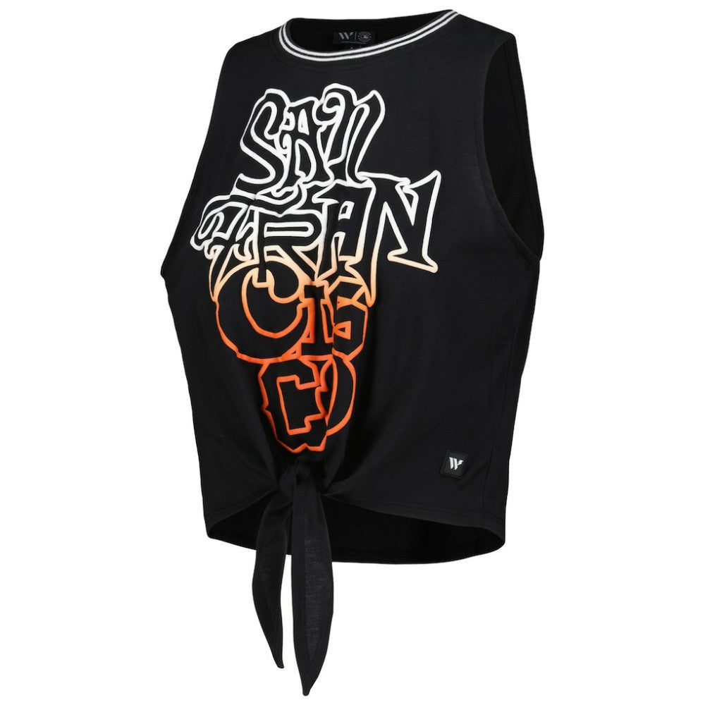 San Francisco Giants The Wild Collective Women's Twisted Tie Front Tank Top - Black