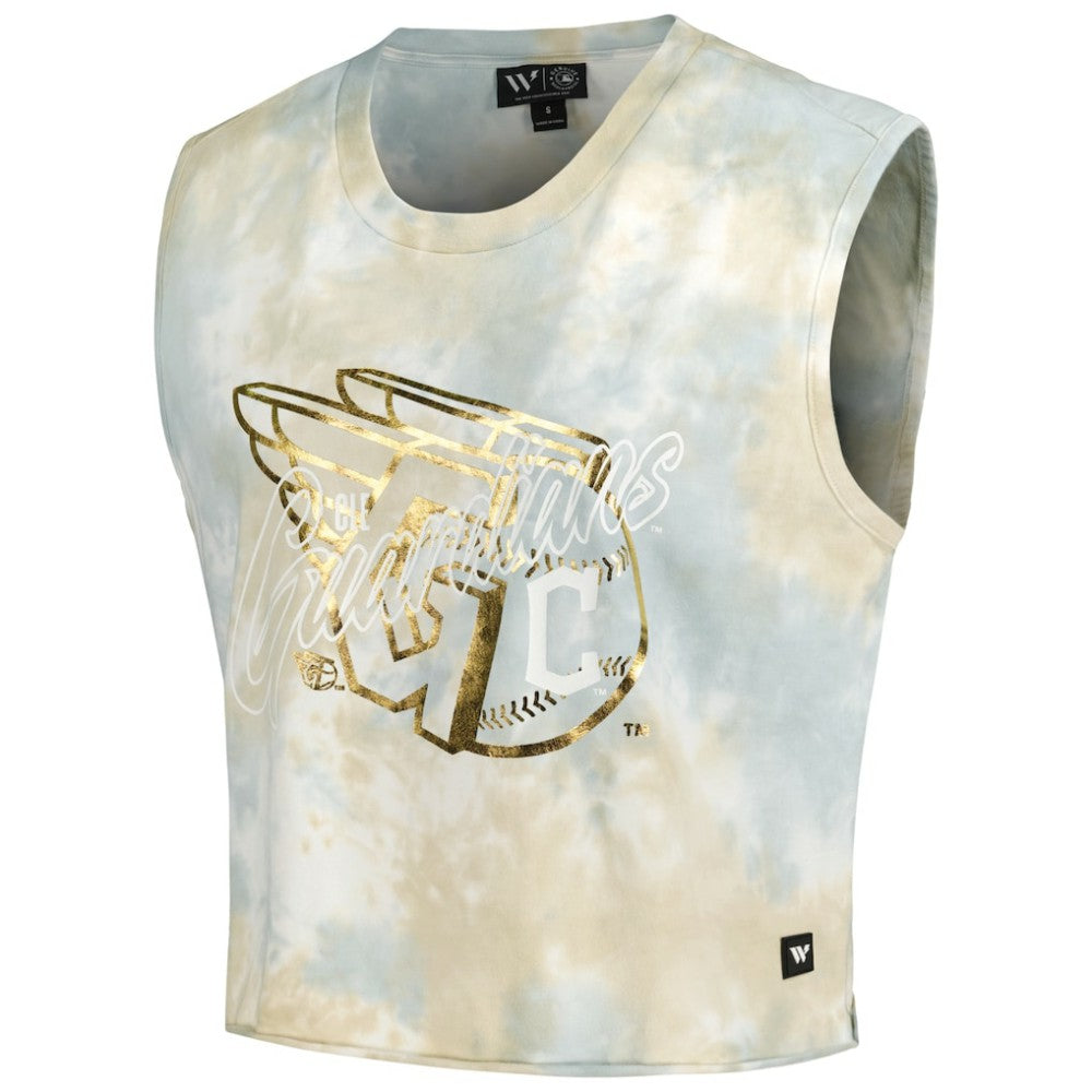 Cleveland Guardians The Wild Collective Women's Washed Muscle Tank Top - White
