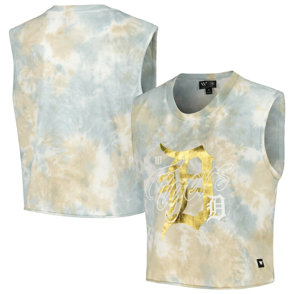 Detroit Tigers The Wild Collective Women's Washed Muscle Tank Top - White