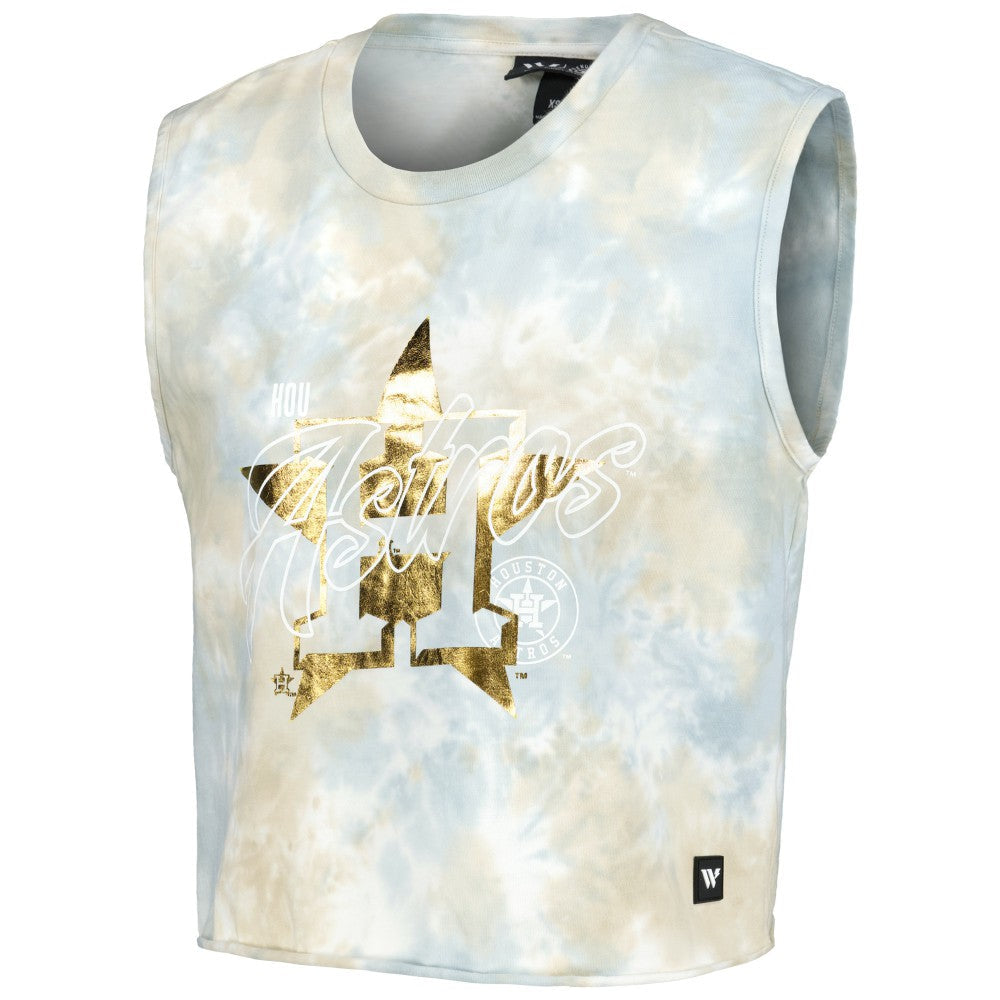 Houston Astros The Wild Collective Women's Washed Muscle Tank Top - White