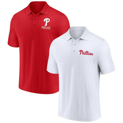 Philadelphia Phillies Two-Pack Logo Lockup Polo Set - Red/White