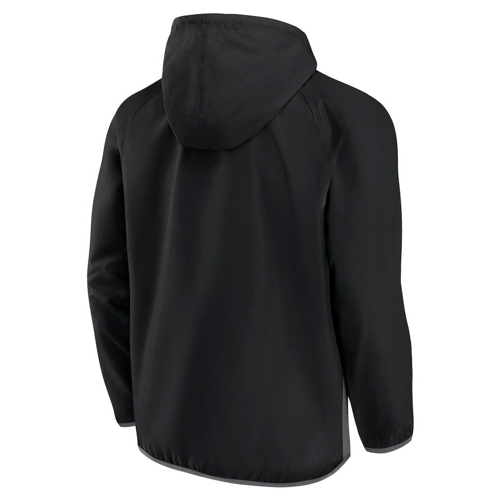 Brooklyn Nets Anorak Flagrant Foul Color-Block Raglan Hoodie Half-Zip Jacket - Black/Gray | Fanatics for sale