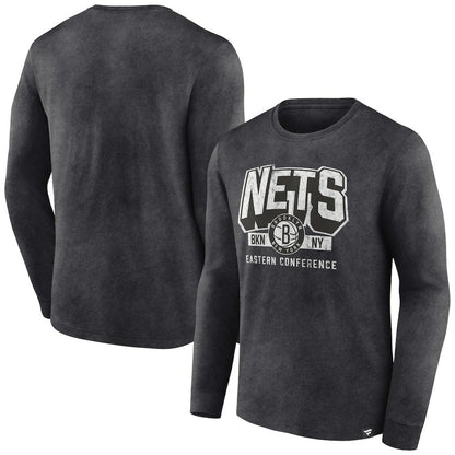 Brooklyn Nets Front Court Press Snow Wash Long Sleeve T-Shirt - Heather Charcoal | Fanatics sale