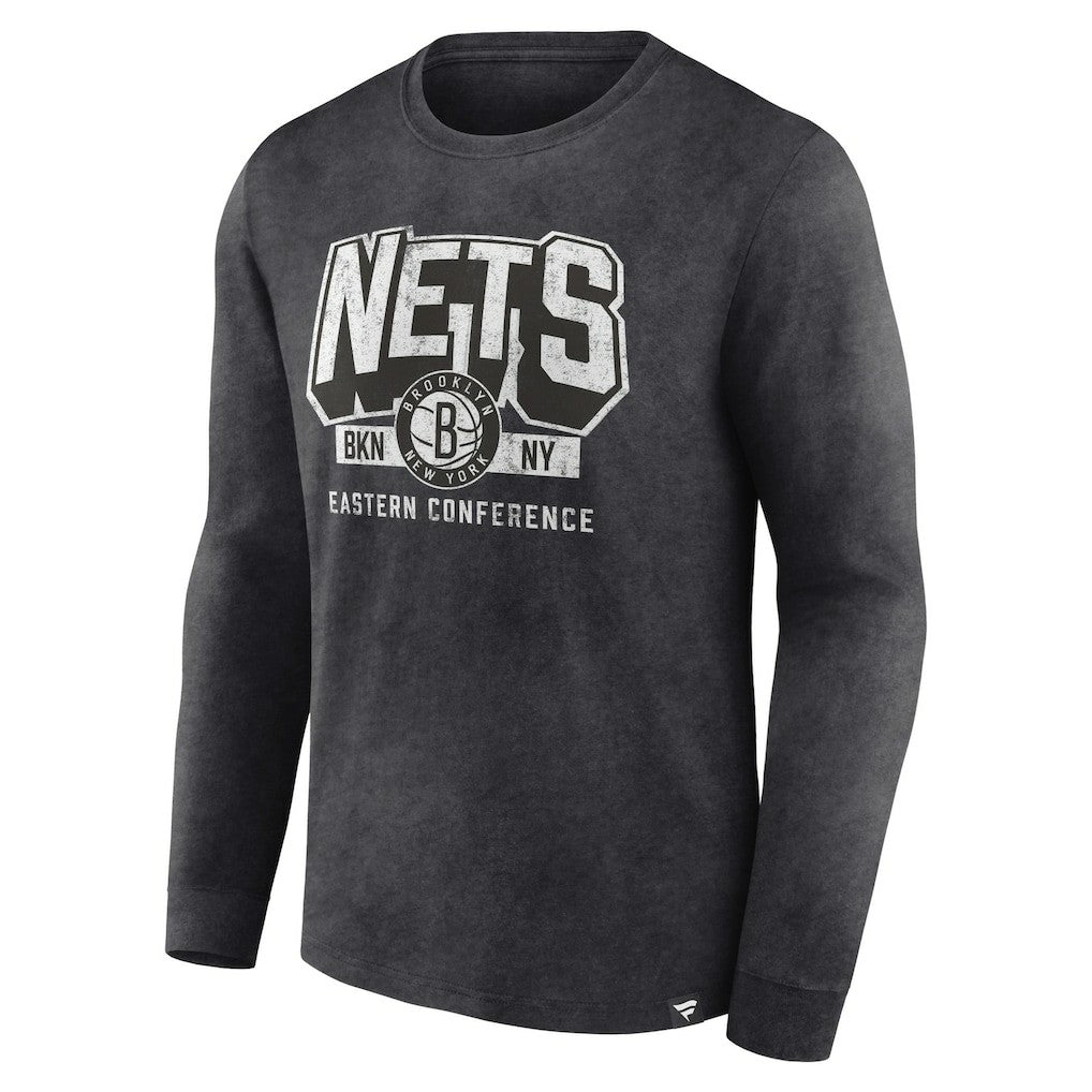 Brooklyn Nets Front Court Press Snow Wash Long Sleeve T-Shirt - Heather Charcoal | Fanatics sale