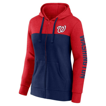 Washington Nationals Women's City Ties Hoodie Full-Zip Sweatshirt - Red/Navy