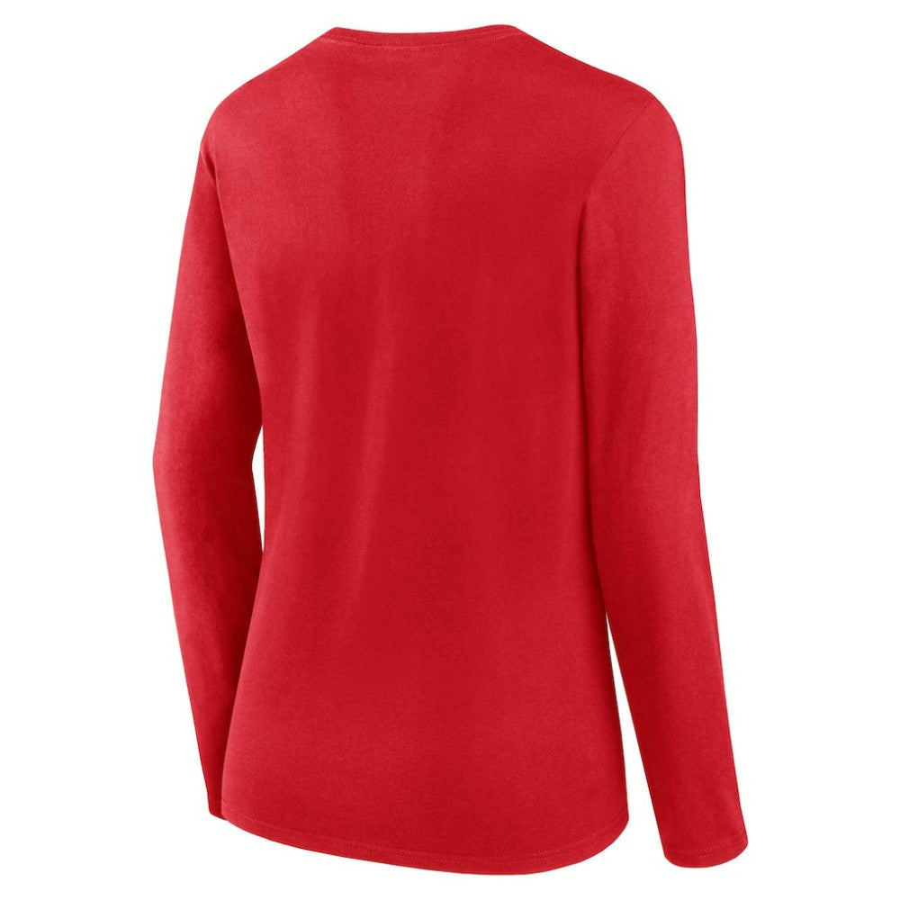 Washington Nationals Women's Run The Bases Long Sleeve T-Shirt & Cuffed Knit Hat with Pom Combo Set - Red