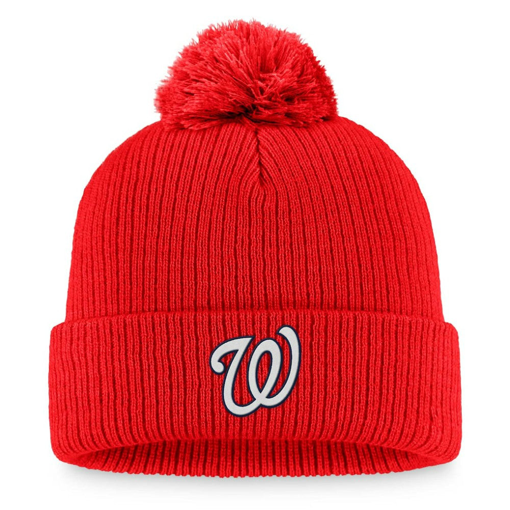 Washington Nationals Women's Run The Bases Long Sleeve T-Shirt & Cuffed Knit Hat with Pom Combo Set - Red