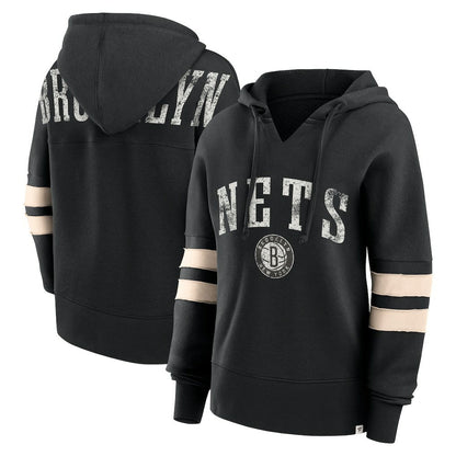 Brooklyn Nets Women's Bold Move Dolman V-Neck High Hip Hoodie - Black | Fanatics sale