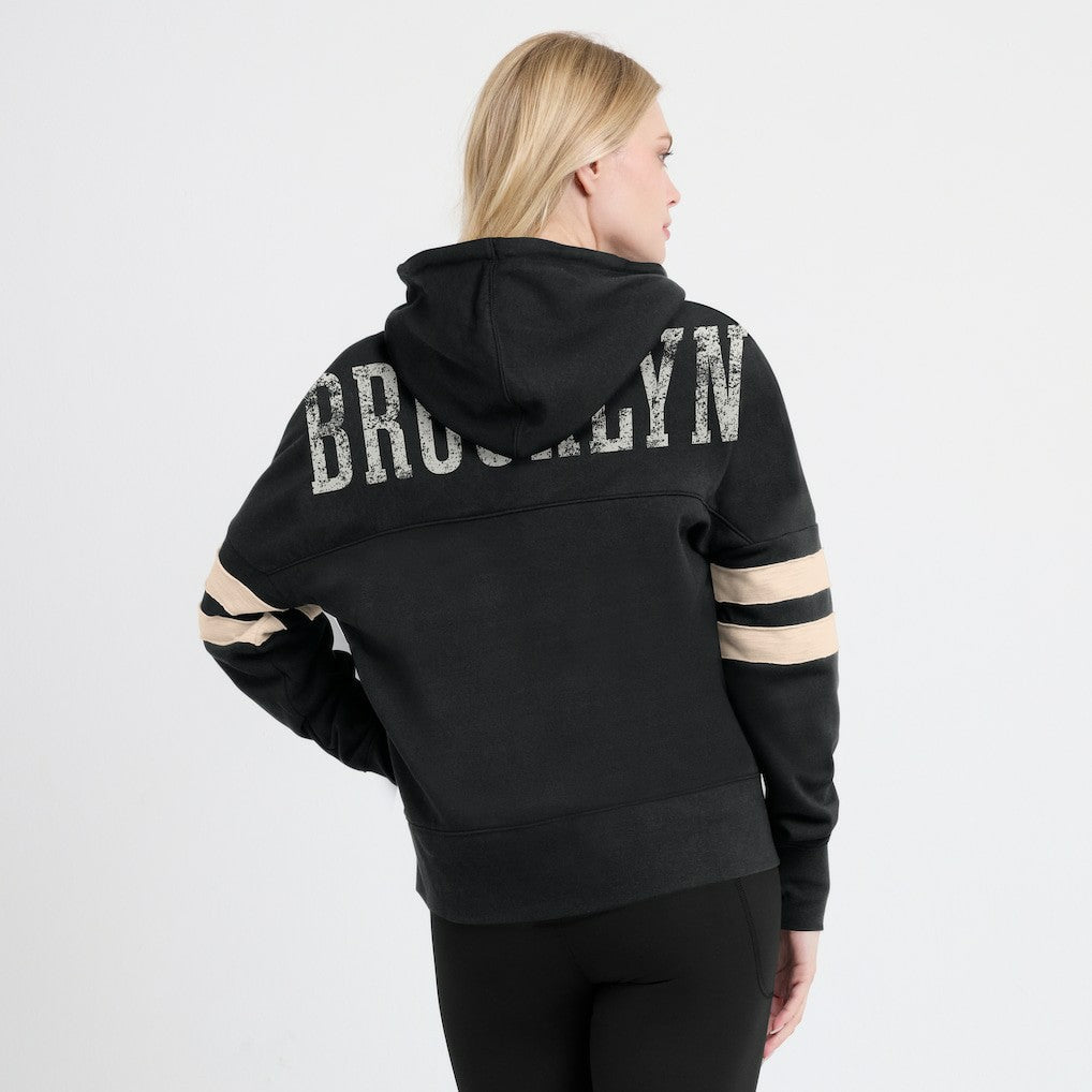 Brooklyn Nets Women's Bold Move Dolman V-Neck High Hip Hoodie - Black | Fanatics sale