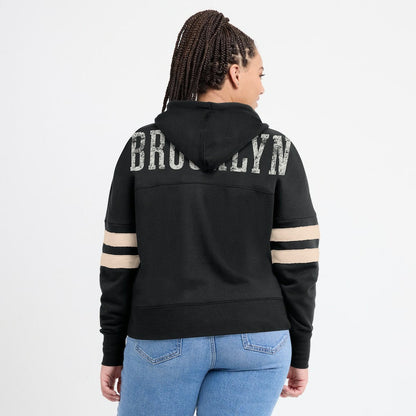 Brooklyn Nets Women's Bold Move Dolman V-Neck High Hip Hoodie - Black | Fanatics sale