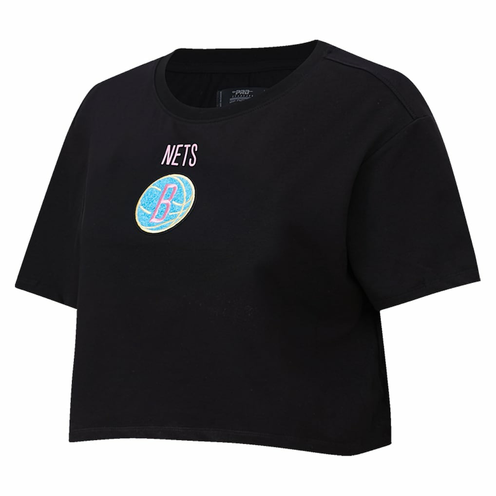 Brooklyn Nets Pro Standard Women's Washed Neon Cropped Boxy T-Shirt - Black on sale