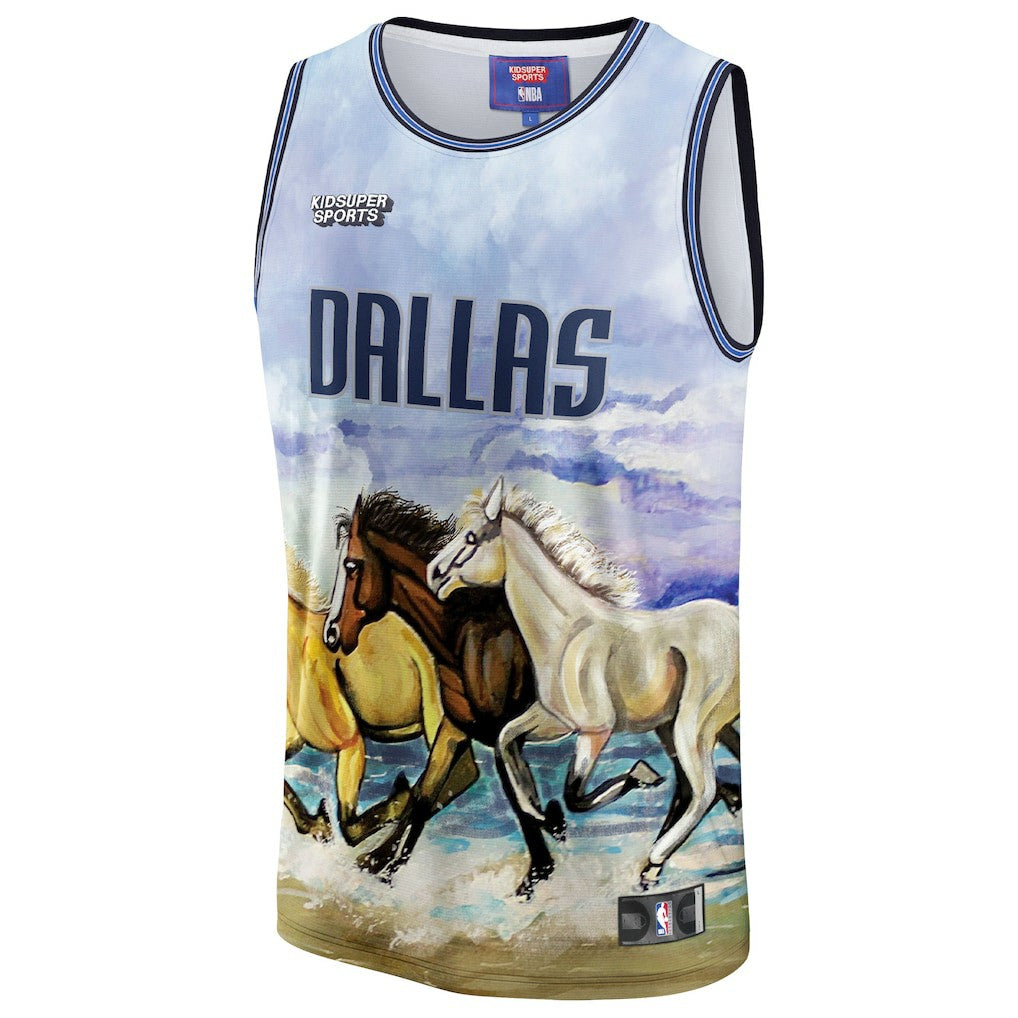 Dallas Mavericks NBA & KidSuper Studios Unisex Hometown Jersey sale - Blue | Fanatics for sale