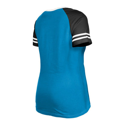 Carolina Panthers New Era Women's Raglan Lace-Up T-Shirt - Blue sale