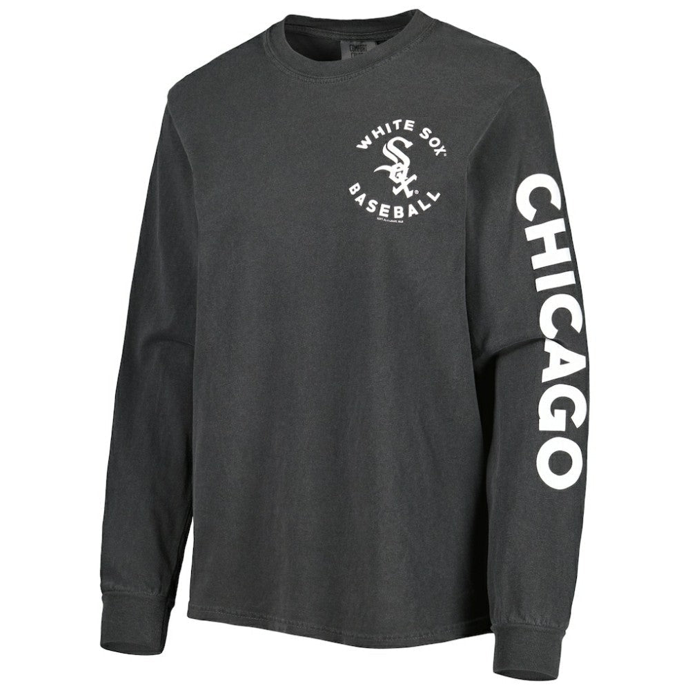 Chicago White Sox Soft as a Grape Women's Team Pigment Dye Long Sleeve T-Shirt - Black