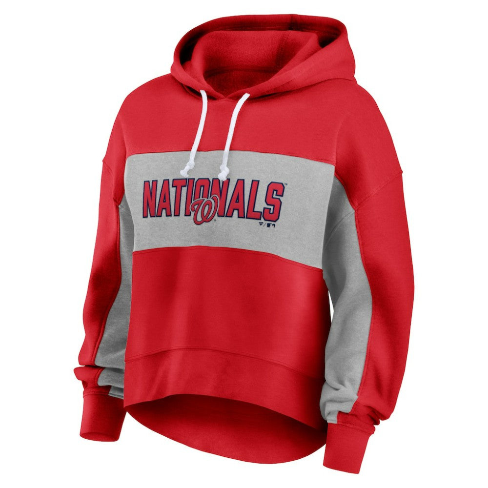 Washington Nationals Women's Filled Stat Sheet Pullover Hoodie - Red