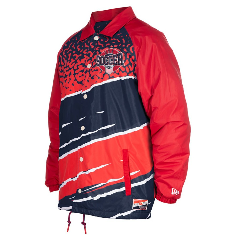 USMNT 5th & Ocean by New Era Throwback Coaches Raglan Full-Snap Jacket - Navy | New Era online