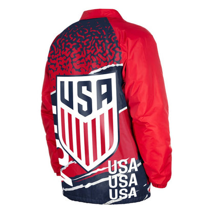 USMNT 5th & Ocean by New Era Throwback Coaches Raglan Full-Snap Jacket - Navy | New Era online