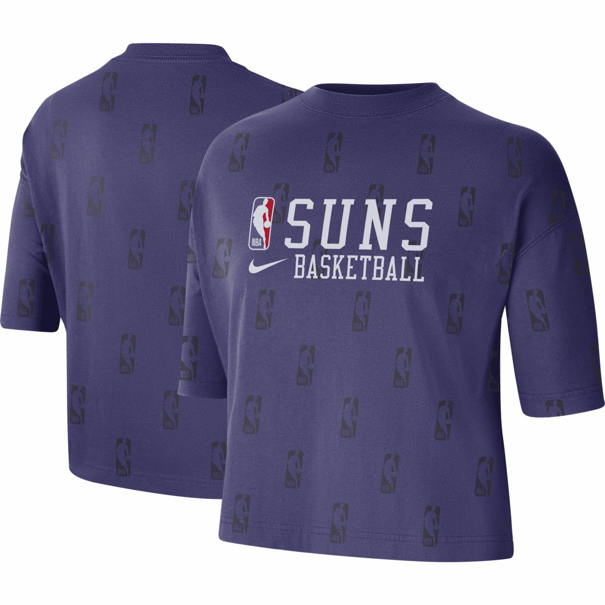 Phoenix Suns Women's Allover NBA Logo Boxy T-Shirt - Purple | Nike outlet