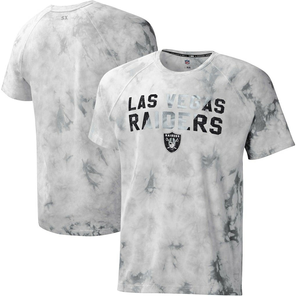 Las Vegas Raiders MSX by Michael Strahan Resolution Tie-Dye Raglan T-Shirt - Gray sale