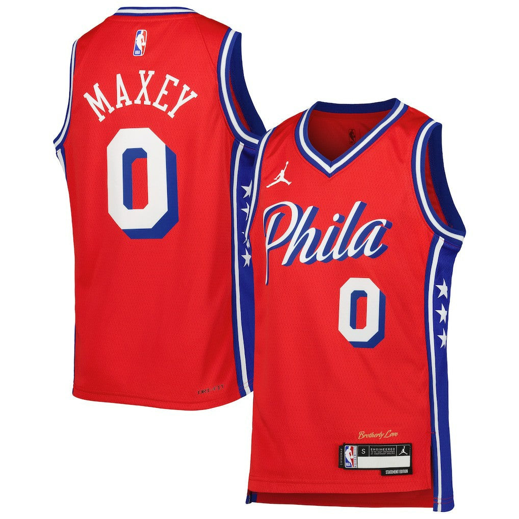 Tyrese Maxey Philadelphia 76ers Jordan Brand Youth Swingman Jersey - Statement Edition - Red on sale