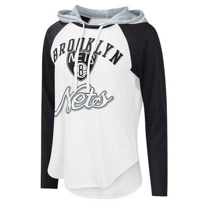 Brooklyn Nets G-III 4Her by Carl Banks Women's MVP Raglan Hoodie Long Sleeve T-Shirt - White on sale