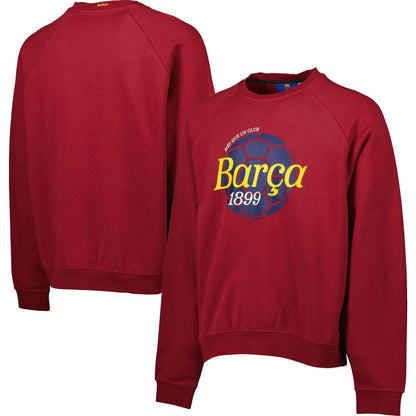 Barcelona Foundation Oversized Raglan Pullover Sweatshirt - Burgundy discount