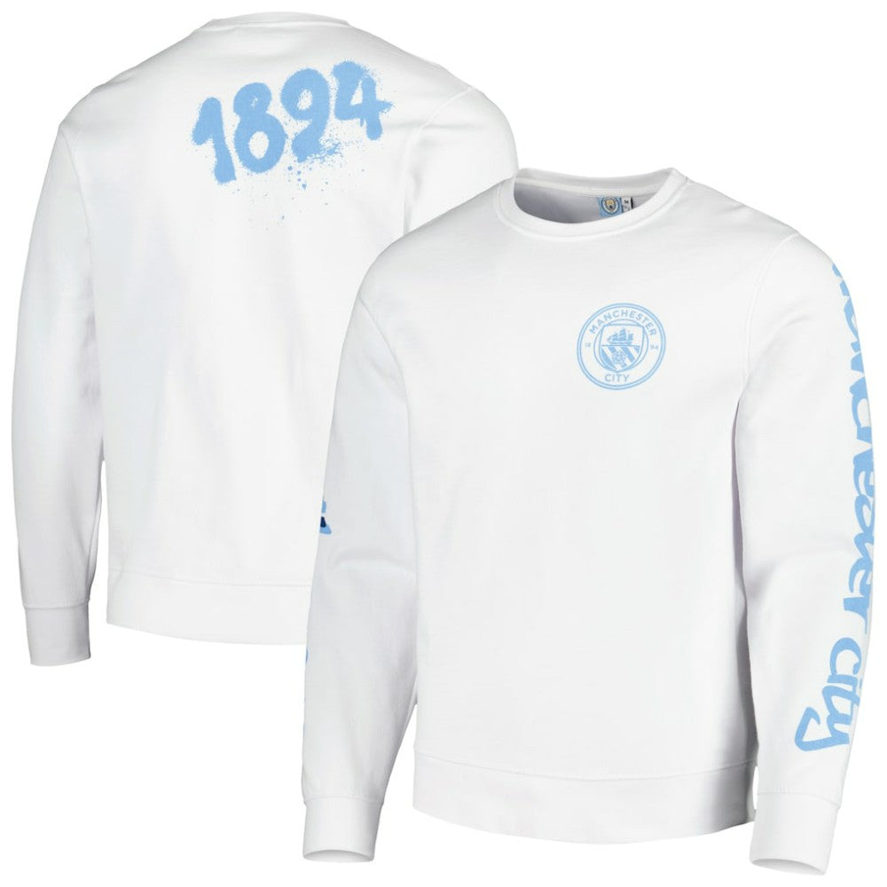 Manchester City Graffiti Pullover Sweatshirt - White discount