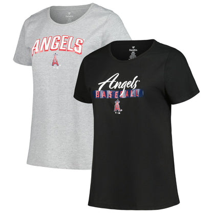 Los Angeles Angels Profile Women's Plus Size T-Shirt Combo Pack - Black/Heather Gray