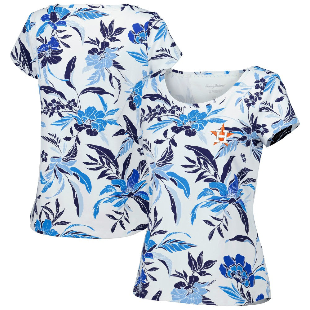 Houston Astros Tommy Bahama Women's Aubrey Romantic Blooms IslandZone T-Shirt - White