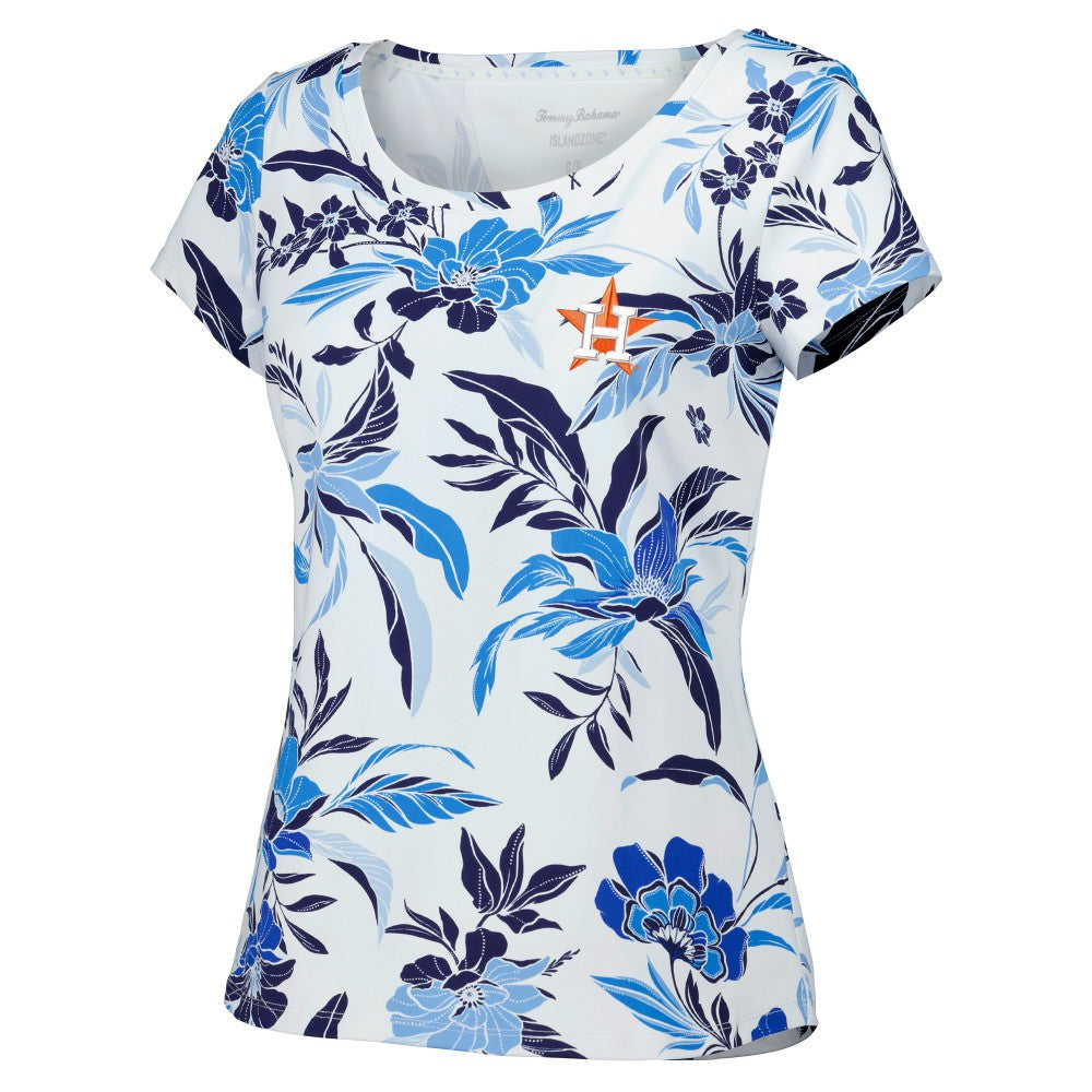Houston Astros Tommy Bahama Women's Aubrey Romantic Blooms IslandZone T-Shirt - White