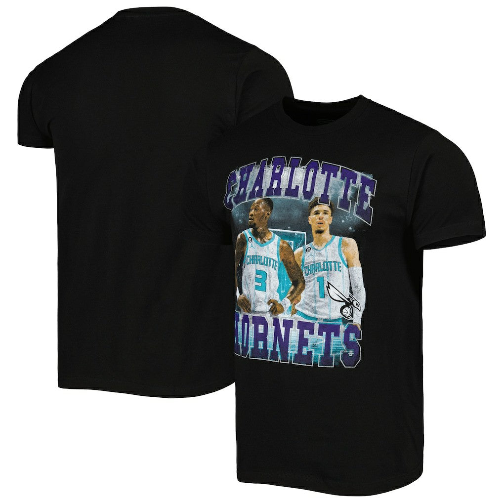 LaMelo Ball & Terry Rozier Charlotte Hornets Stadium Essentials Unisex Player Duo T-Shirt - Black on sale