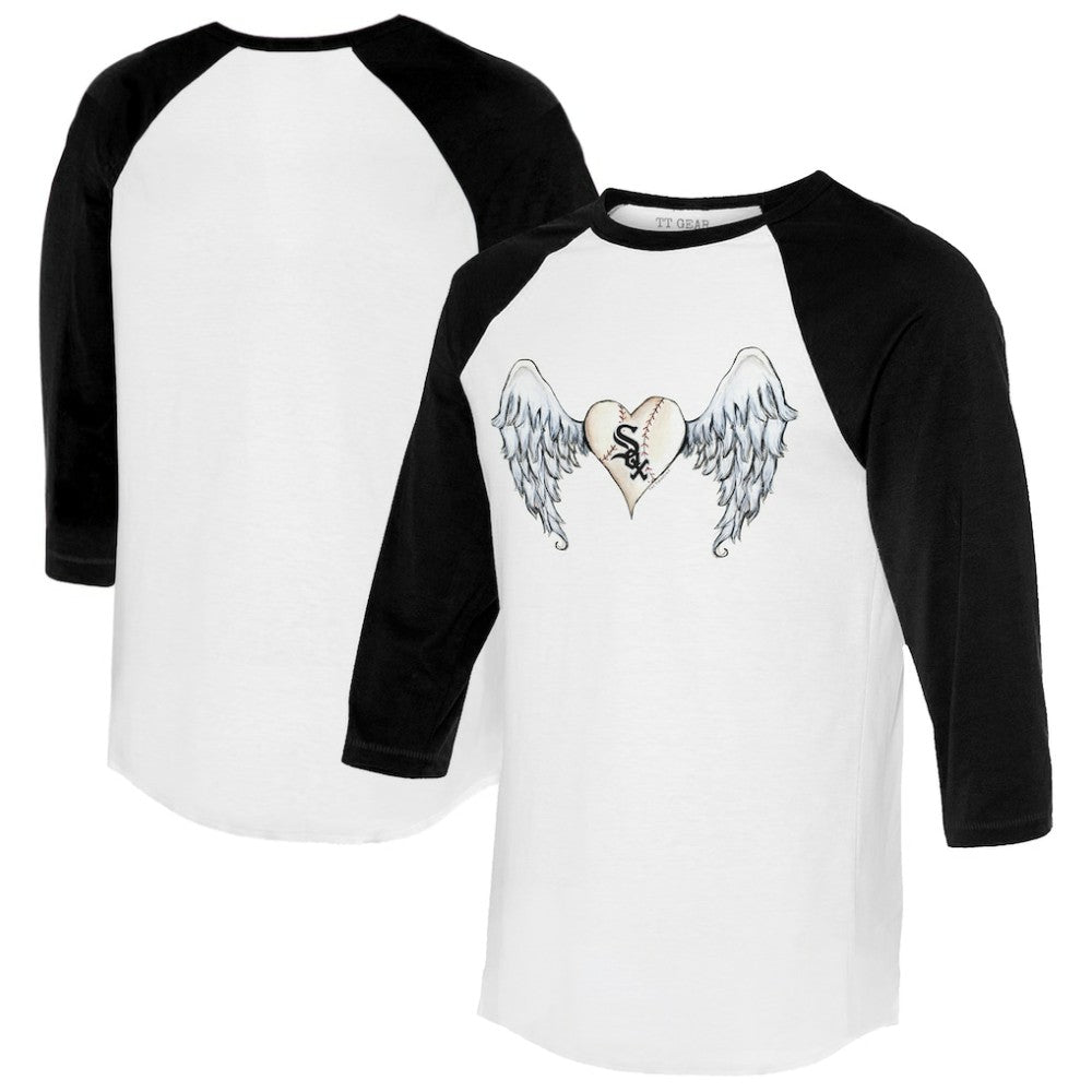 Chicago White Sox Tiny Turnip Women's Angel Wings 3/4-Sleeve Raglan T-Shirt - White/Black