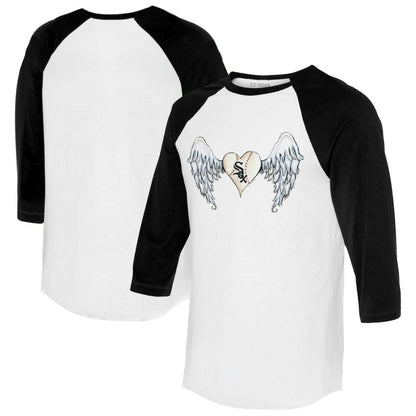 Chicago White Sox Tiny Turnip Women's Angel Wings 3/4-Sleeve Raglan T-Shirt - White/Black