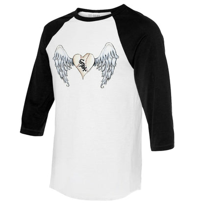 Chicago White Sox Tiny Turnip Women's Angel Wings 3/4-Sleeve Raglan T-Shirt - White/Black