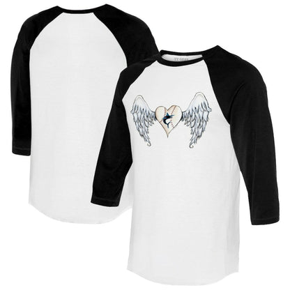 Miami Marlins Tiny Turnip Women's Angel Wings 3/4-Sleeve Raglan T-Shirt - White/Black