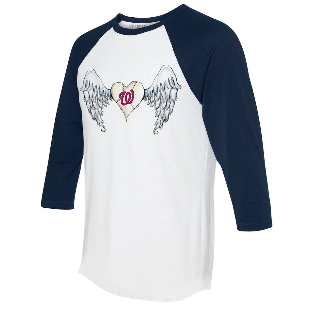 Washington Nationals Tiny Turnip Women's Angel Wings 3/4-Sleeve Raglan T-Shirt - White/Navy