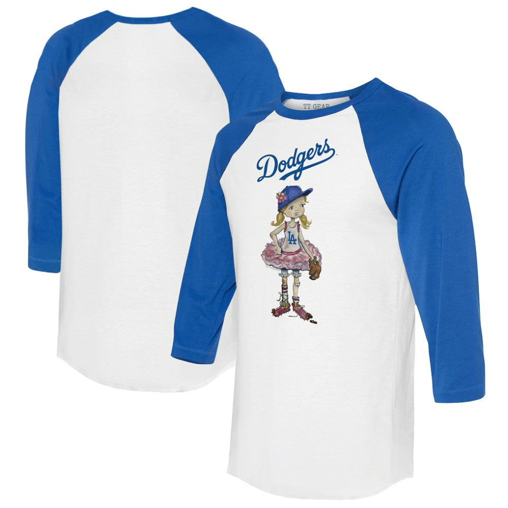 Los Angeles Dodgers Tiny Turnip Women's Babes 3/4-Sleeve Raglan T-Shirt - White/Royal
