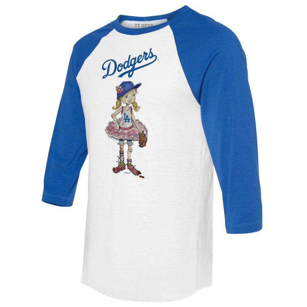 Los Angeles Dodgers Tiny Turnip Women's Babes 3/4-Sleeve Raglan T-Shirt - White/Royal