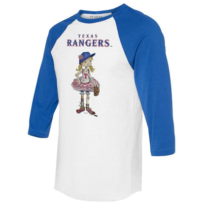 Texas Rangers Tiny Turnip Women's Babes 3/4-Sleeve Raglan T-Shirt - White/Royal