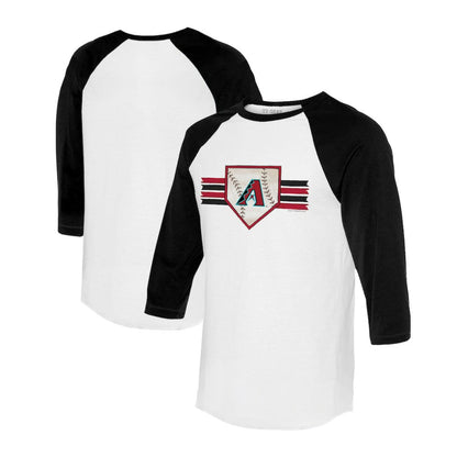 Arizona Diamondbacks Tiny Turnip Women's Base Stripe 3/4-Sleeve Raglan T-Shirt - White/Black