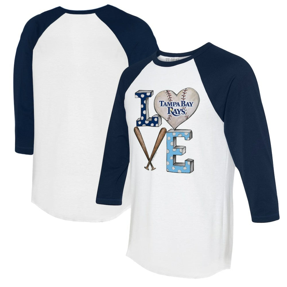 Tampa Bay Rays Tiny Turnip Women's Baseball Love Raglan 3/4-Sleeve T-Shirt - White/Navy