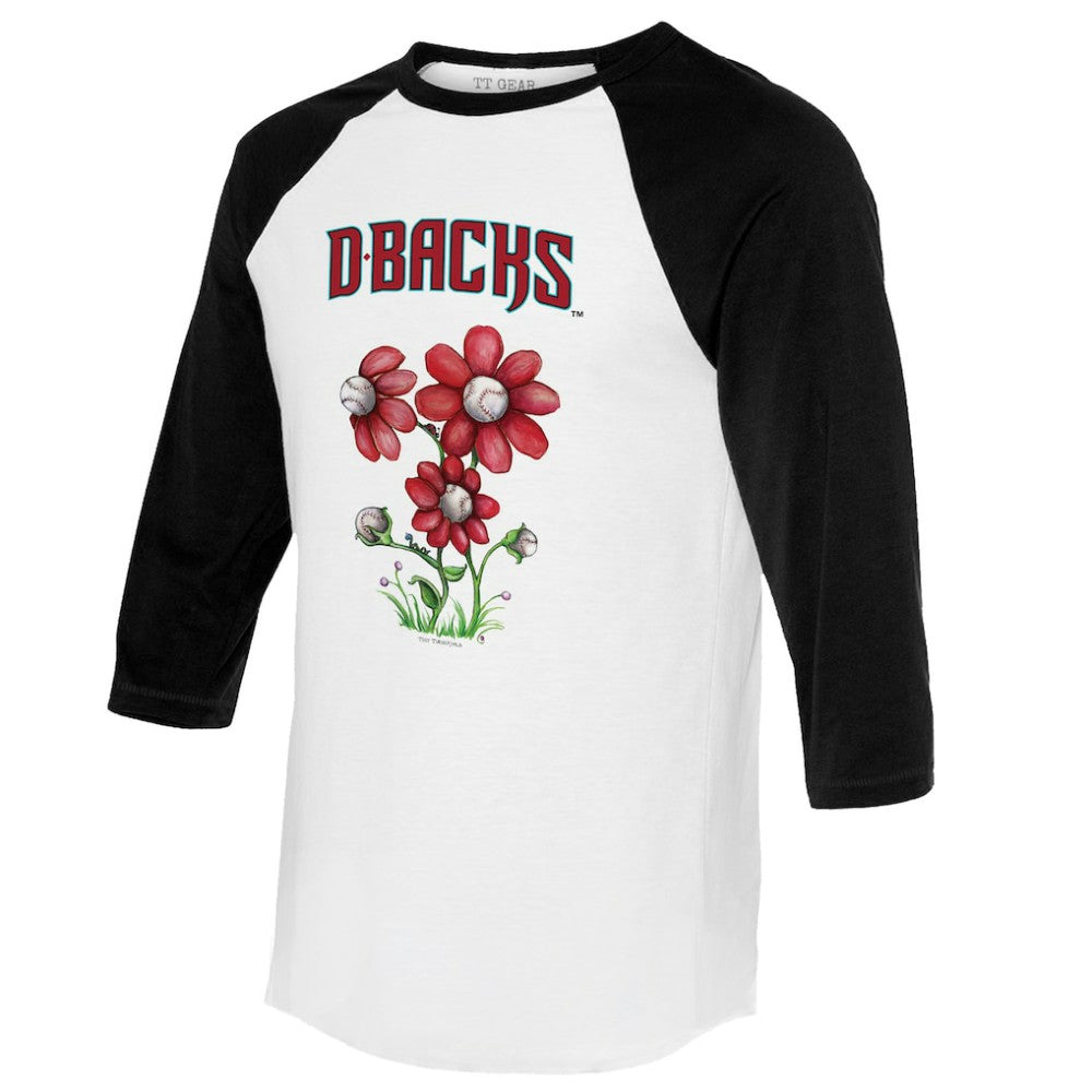 Arizona Diamondbacks Tiny Turnip Women's Blooming Baseballs 3/4-Sleeve Raglan T-Shirt - White/Black