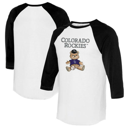 Colorado Rockies Tiny Turnip Women's Teddy Boy 3/4-Sleeve Raglan T-Shirt - White/Black